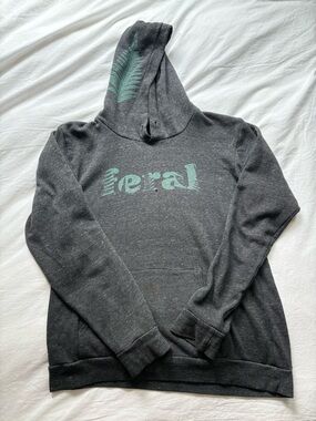 Charcoal Hoodie with Mint Green 'feral' Graphic